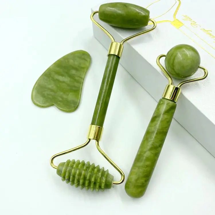 Natural Jade Facial Roller & Gua Sha Set - Kiicity