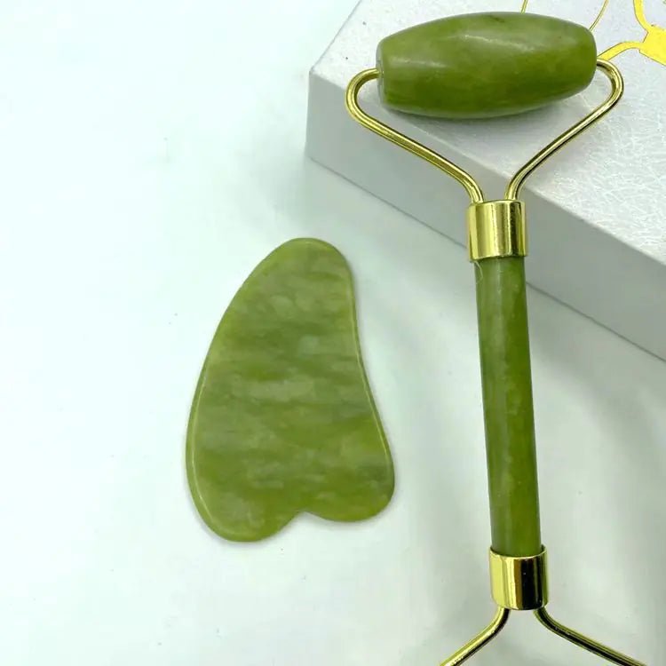 Natural Jade Facial Roller & Gua Sha Set - Kiicity