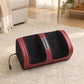 Full view of a sleek foot massager on a plush beige rug in a bright living room setting.
