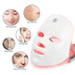 LED skincare mask for wrinkle reduction with multiple benefits including whitening skin, acne blemish reduction, firming, and deep repair.