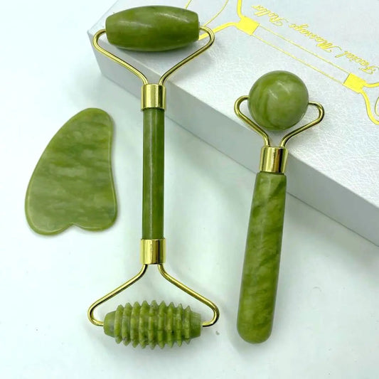 Natural Jade Facial Roller & Gua Sha Set - Kiicity