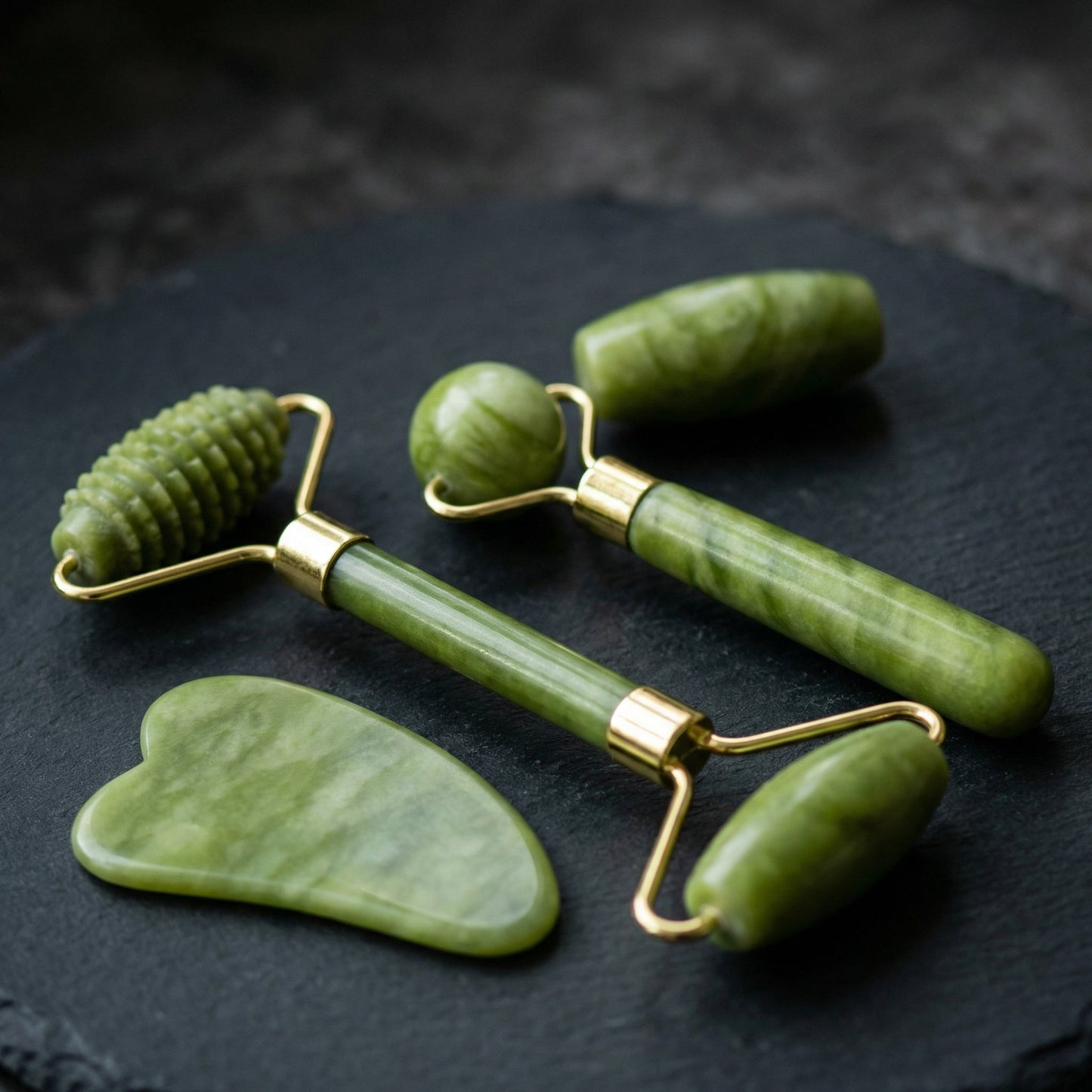 Natural Jade Facial Roller & Gua Sha Set - Kiicity
