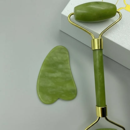 Natural Jade Facial Roller & Gua Sha Set - Kiicity