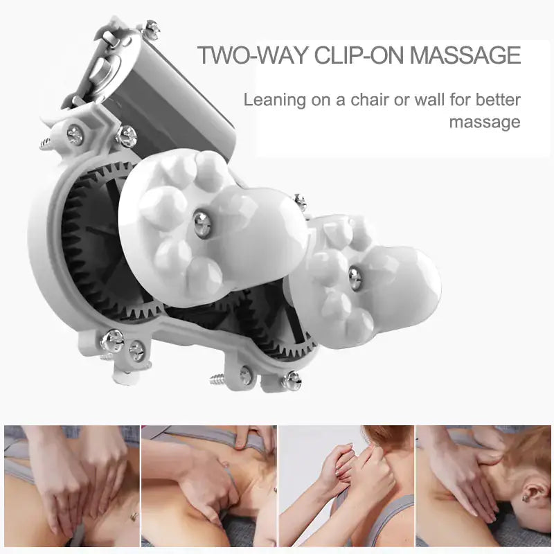 Two-way clip-on massage mechanism of the Portable Neck Massager Pillow with detailed gears for enhanced massage experience and relaxation.